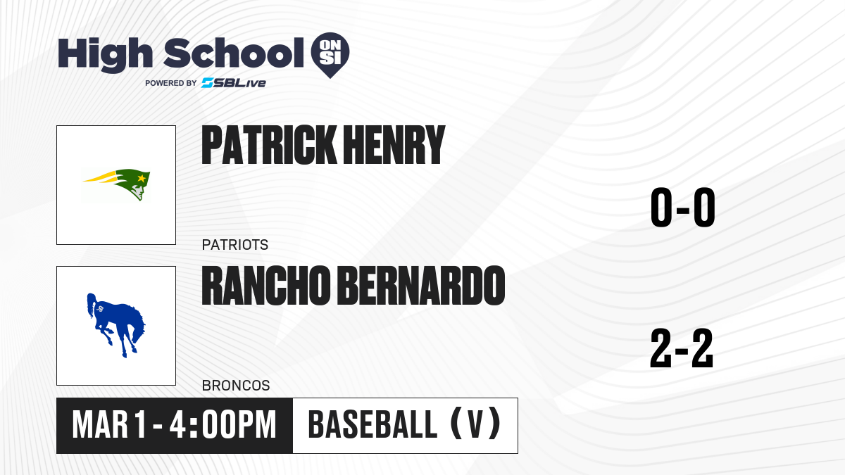 Patrick Henry vs Rancho Bernardo Baseball - Mar 1, 2026 - High School On SI
